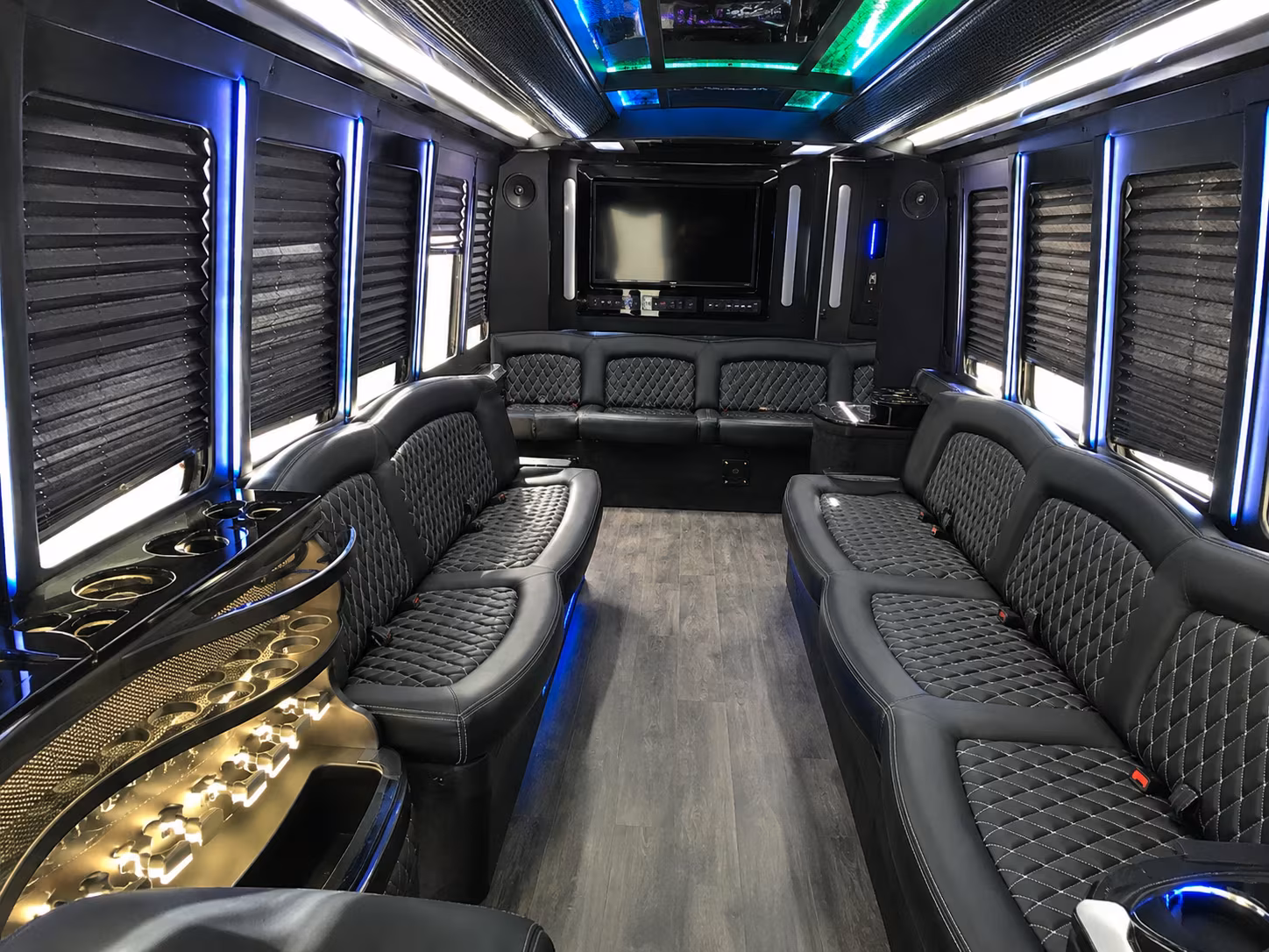Group beside a Mercedes Sprinter limo in Salt Lake City