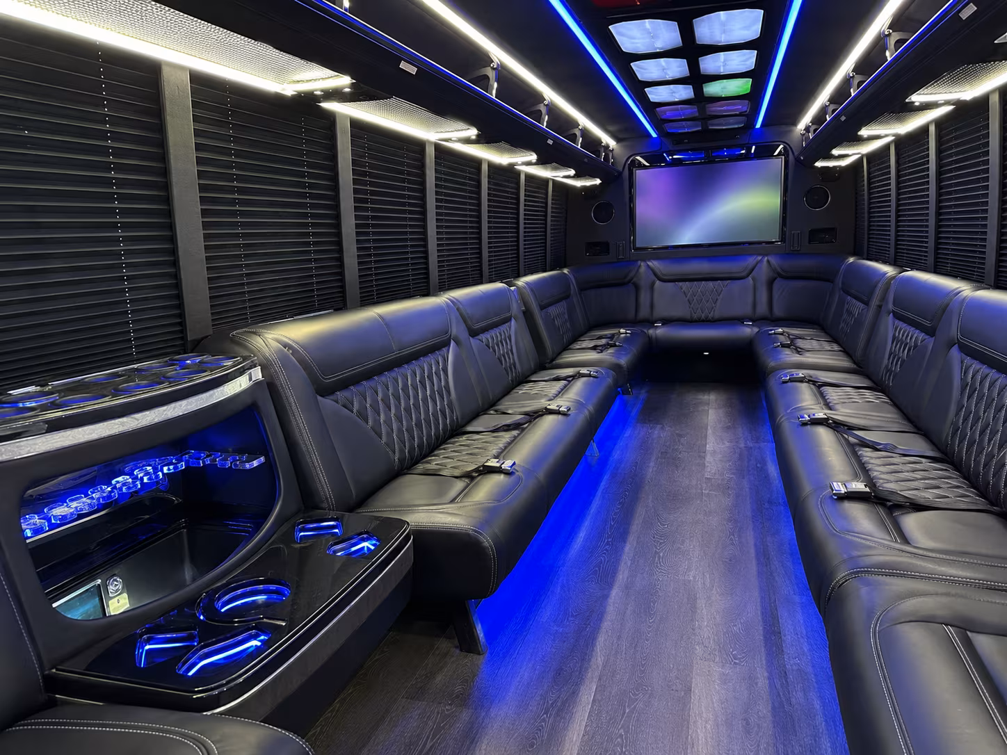 Salt Lake City Birthday, Sweet 16, & Quinceañera Transportation party bus interior