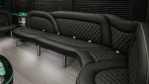 Interior of Charter Bus Company South Jordan's 18 Passenger Party Bus in South Jordan