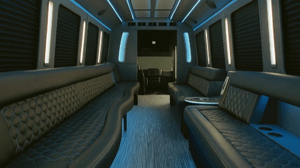 Interior of Charter Bus Company Sandy's 20 Passenger Party Bus in Sandy