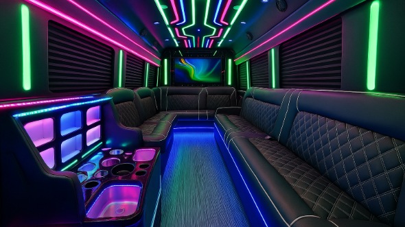 Interior of Charter Bus Company South Jordan's 20 Passenger Party Bus in South Jordan