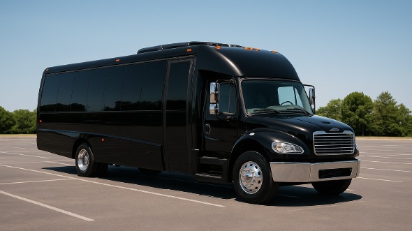 Exterior of Charter Bus Company Eagle Mountain's 25 Passenger Party Bus in Eagle Mountain