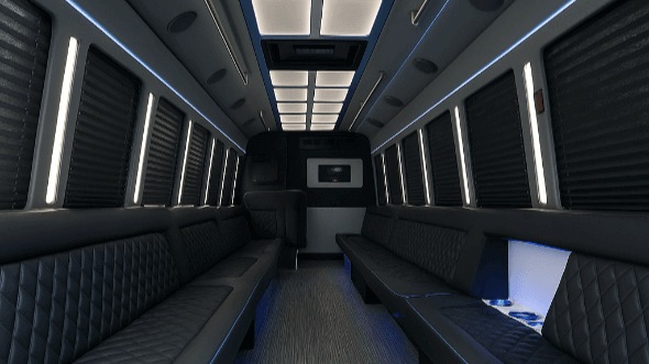 Interior of Charter Bus Company Herriman's 25 Passenger Party Bus in Herriman