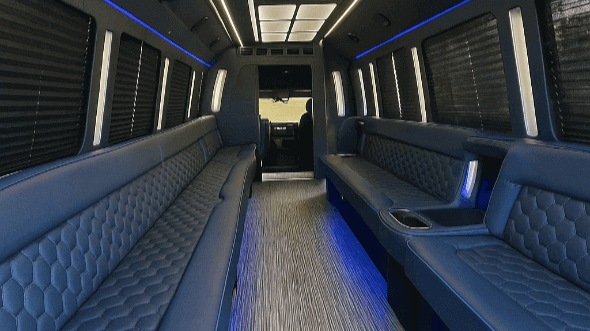 Interior of Charter Bus Company Sandy's 25 Passenger Party Bus in Sandy