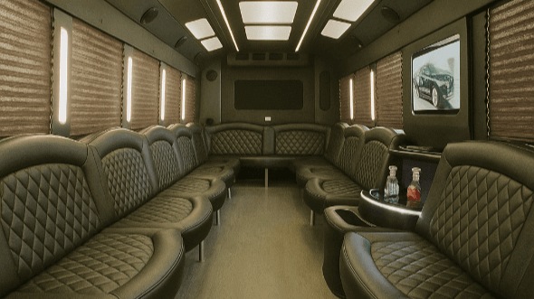 Interior of Charter Bus Company Sandy's 28 Passenger Party Bus in Sandy