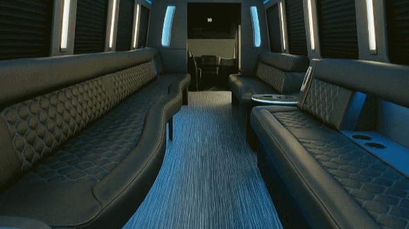 Interior of Charter Bus Company Eagle Mountain's 30 Passenger Party Bus in Eagle Mountain