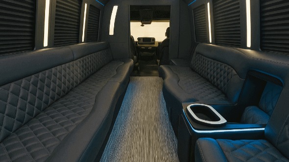 Interior of Charter Bus Company Herriman's 30 Passenger Party Bus in Herriman