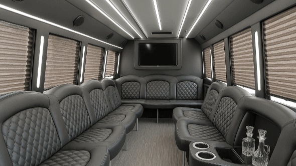 Interior of Charter Bus Company Sandy's 30 Passenger Party Bus in Sandy