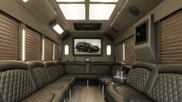 Interior of Charter Bus Company South Jordan's 50 Passenger Party Bus in South Jordan